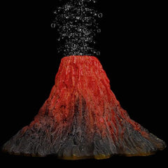 Aquarium Volcano Ornament Kit, Air Bubbler Decorations for Fish Tank, Air Bubbler with LED Light