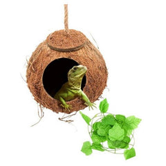 Leopard Gecko Coconut Husk Hut Reptile Habitat Accessories Hideout Hole Hanging Apply to Amphibians and Small Animals