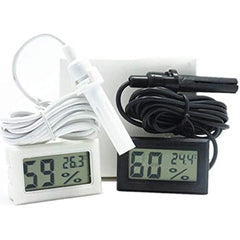 Mini Digital LCD Thermometer Hygrometer with Wire Humidity and Temperature Meter Indoor Black/White