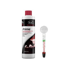 Seachem Prime 325ml Bonus +30% FREE Concentrated Aquarium Water Conditioner – Removes Chlorine, Chloramine & Ammonia Detoxifier – with FREE Short Glass Thermometer