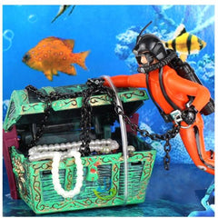 Sea Treasure Hunter Diver Aquarium Ornament Decoration