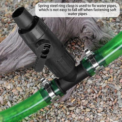 3-Way Aquarium Valve, Adjustable T Hose Connector Fish Tank Water Control Valve with Clamps