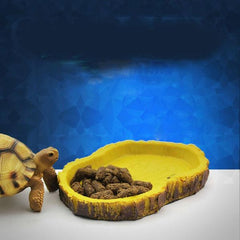 Turtle Feeding Plate Climbing Reptile Wood Food Dish Bowl Turtle Gecko Water Feeder Plate Terrarium Decor Tortoise Feeder Bowl