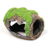 Aquarium Barrel Decoration Ornament – Red Barrel with Moss