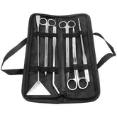 B&K 6 in 1 Aquarium Cleaning Tools Kit Tweezers Scissors for Live Plants Grass Fish Aquatic with Cloth Bag