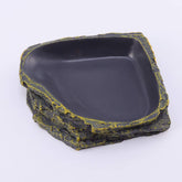 Reptile Food Dish Terrarium Water Bowl Food Feeding Plate Container Drinking Water Tray Resin for Snake Tortoise Frog