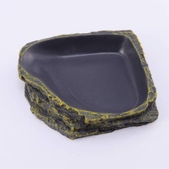Reptile Food Dish Terrarium Water Bowl Food Feeding Plate Container Drinking Water Tray Resin for Snake Tortoise Frog