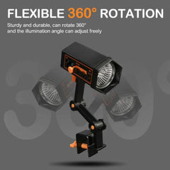 Reptile Heat UV Lamp, UVA UVB Turtle Basking Spot Light with Screw Clip, Adjustable 360° Rotatable Arms, Dimmable Habitat Heating Gecko Lamp,