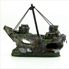 Resin Fishing Boat Aquarium Ornament