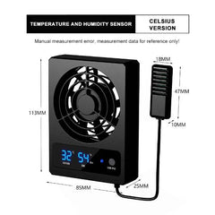 Nomoy Temperature and Humidity Sensor Fan Dehumidifier Ventilation Fan for Reptile Enclosure Terrarium Celsius Version