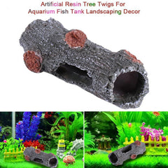 Aquarium Tank Decoration Artificial Ornament Hollow Trunk Simulation Tree Log Wood 12.5x6.5x5cmC