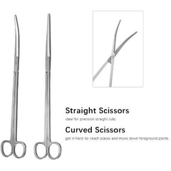 5 in 1 Aquarium Cleaning Tools Kit Tweezers Scissors for Live Plants Grass Fish Aquatic with Cloth Pouch