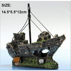 Resin Fishing Boat Aquarium Ornament