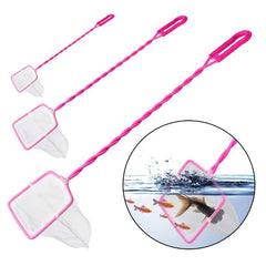 Pink Handle Aquarium Fish Net Small Nylon Fishing Nets with Plastic Handle for Fish Tank
