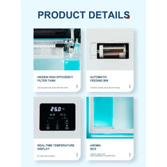 YEE Automatic Feeding Fish Tank Smart Self Cleaning Glass with Lamp 2 sizes