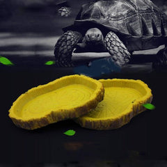 Turtle Feeding Plate Climbing Reptile Wood Food Dish Bowl Turtle Gecko Water Feeder Plate Terrarium Decor Tortoise Feeder Bowl