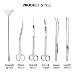 B&K 6 in 1 Aquarium Cleaning Tools Kit Tweezers Scissors for Live Plants Grass Fish Aquatic with Cloth Bag