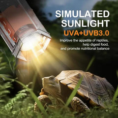 Reptile Heat UV Lamp, UVA UVB Turtle Basking Spot Light with Screw Clip, Adjustable 360° Rotatable Arms, Dimmable Habitat Heating Gecko Lamp,