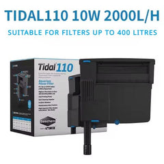 Seachem Tidal 110 Hang-On Filter (UK Plug) – 2000 L/H Aquarium Power Filter with FREE Short Glass Thermometer