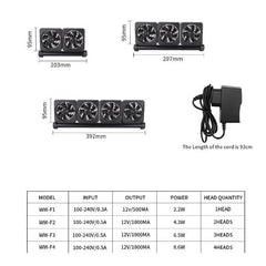2/3/4 Heads Aquarium Fan F Series Cooling Fan for Fish Tank Cooler