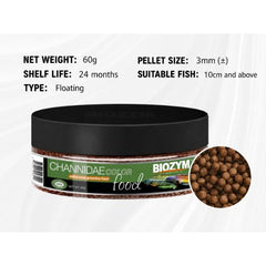 Biozym Channidae Color Enhancing Probiotic Fish Food for Snakehead (Channa) Fish – 60g