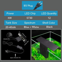 Aquarium Super Slim Clip On LED Clamping Light 220V 5W X3