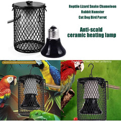 Winter Heating Reptile Heat Lamp, Hanging Birds Cage Heater with Anti-Bite Iron Tube, Infrared Ceramic Pet Heater for Chicken Lizard Brooder Coop Aquarium