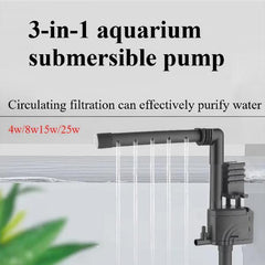 3 in 1 Aquarium Submersible Pump Filtration with Circulation (7 Models)