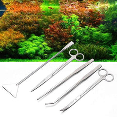 Aquarium Cleaning Tools Kit Tweezers Scissors for Live Plants Grass Fish Aquatic with Cloth Bag