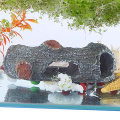 Aquarium Tank Decoration Artificial Ornament Hollow Trunk Simulation Tree Log Wood 12.5x6.5x5cmC