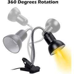 Reptile Heat Lamp, Clamp Lamp for Aquarium Adjustable Holder and Temperature with 360°Rotatable Clip for Turtle Snake Aquarium
