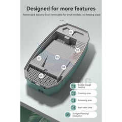 NomoyPet Detachable Terrarium Tank for Turtles & Reptiles with Lid and Pump