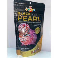 OKIKO Black Pearl 100g Flowerhorn Fish Food with Maximum red & Head Formula, Fastest Color Enhancer Within 7 Days