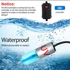 3W UV Aquarium Submersible Sterilization Light Clear Green