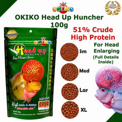 Okiko Head Up Flowerhorn Fish Food (M / L / XL) – 100g