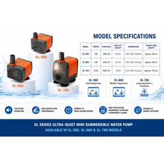 XiLong XL Series Ultra-Quiet Mini Submersible Water Pump (XL-580 / XL-680 / XL-780)