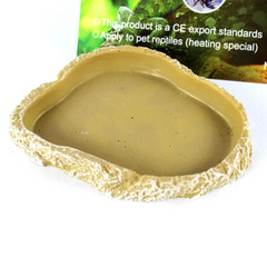Brown Resin Terrarium Bowl Feeding Plate Water Food Dish Feeder for Reptiles NS-26