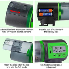 Automatic Fish Feeder with Timer Setting 200ml Capacity Dispenser Adjustable