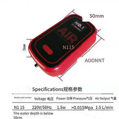 Ultra-Quiet Portable Oxygen Pump NO1 N115 Air Pump Single 1.5W for Aquarium