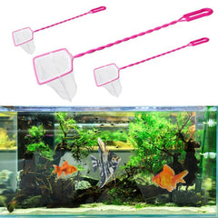 Pink Handle Aquarium Fish Net Small Nylon Fishing Nets with Plastic Handle for Fish Tank