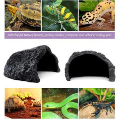 Reptile Hides and Caves Resin Rock Terrarium Hideaway Spot for Bearded Dragon Snakes Tortoise Aquarium