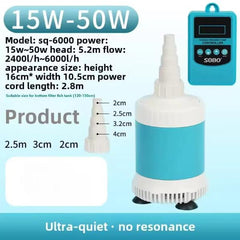 SOBO SQ-3000 & SQ-6000 Variable Frequency Submersible Aquarium Pump – Adjustable Flow, Ultra-Quiet Water Circulation Pump for Aquarium, Sump & Bottom Filter Systems