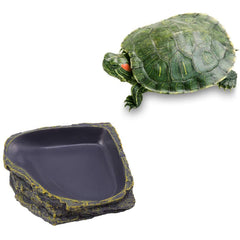 Reptile Food Dish Terrarium Water Bowl Food Feeding Plate Container Drinking Water Tray Resin for Snake Tortoise Frog