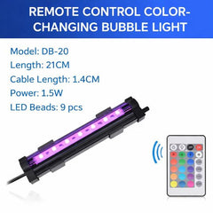Remote Control Color-Changing LED Bubble Light for Aquarium (DB-20 / DB-30)