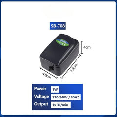 SOBO SB-708 Mini Aquarium Air Pump | 1W Silent Single Outlet Oxygen Pump