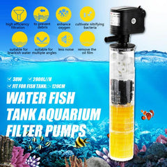 Aquarium Internal Filter Yellow 35W 1480F with Media