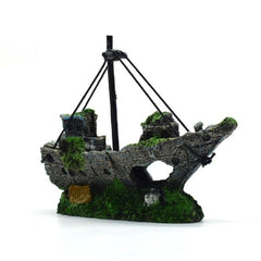 Resin Fishing Boat Aquarium Ornament