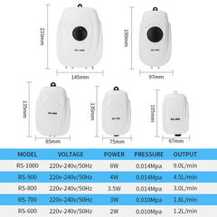 RS-Electrical Aquarium Super Silent Streamline Design Air Pump 5 Types