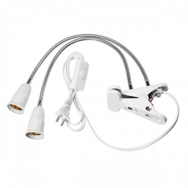 Double Heads Clip with Switch Extension Bulb Holder Socket for Led Grow Light