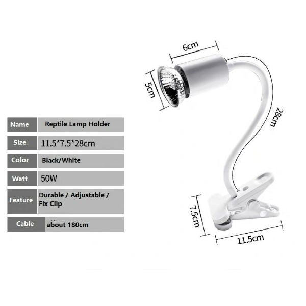 UVA UVB Light Bulb Reptile Ceramic Heat Lamp Pet Heating Bulb Holder Clamp Fixture Heating Light Lamp for Reptiles, Aquarium Turtle Light Adjustable Habitat Lighting Stand